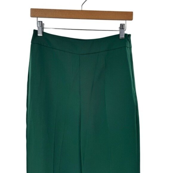 Tuckernuck NEW Rainforest Green Erin Satin Wide Leg Trouser High Rise Pants S - Picture 6 of 12